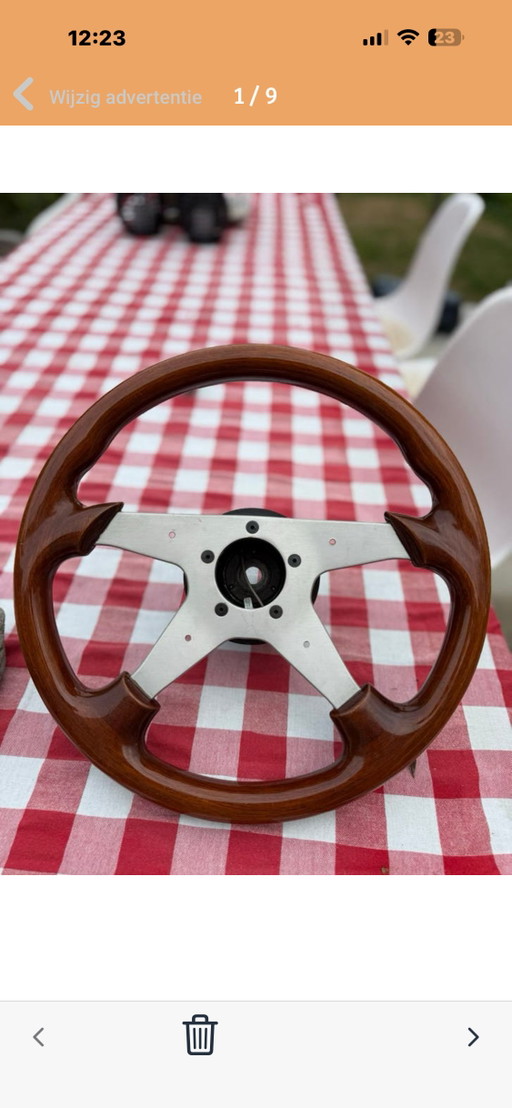 Vintage Italian Wooden Sports Steering Wheel Victor M1260 – VW/Audi – 35.5 cm – decoratieve objecten, Metal