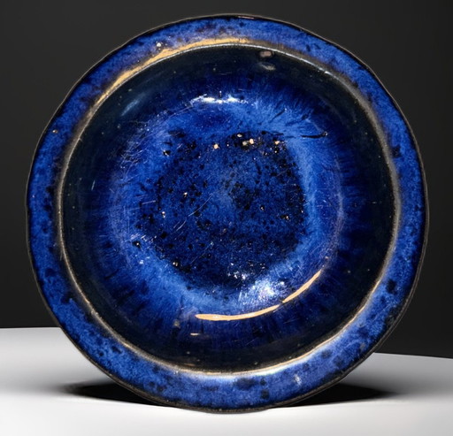 Handmade ceramic bowl - studio ceramics - strong blue glaze