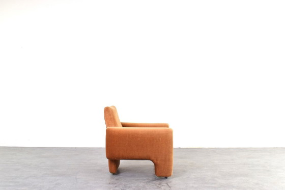 Vintage Italian Lounge Chair in Copper Velour, 1970s., Armchairs, Textile, Orange (photo 3 of 10)