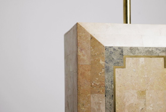 Image 1 of Vintage Marble Table Lamp Italian Art Deco Stone Lamp Geometric Marble Lighting Mid Century Modern Accent Lamp