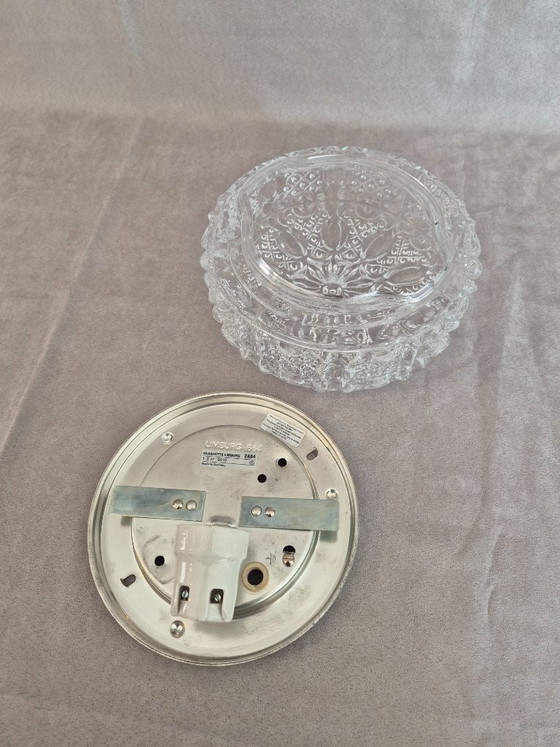 Image 1 of Glashütte Limburg 2484 Vintage Mid-Century Textured Glass Wall/Ceiling Flush Mount Light, Germany, 1960s–70s, Ø21 cm