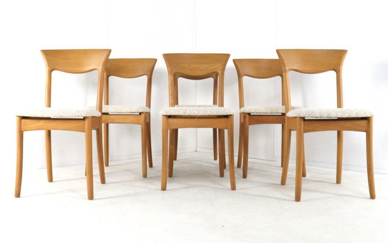 Image 1 of Set van 6 Juul Kristensen JK Denmark stoelen eetkamerstoelen vintage gestoffeerd