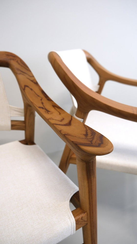Image 1 of Set of 6 - Solid teak dining chairs - handmade design