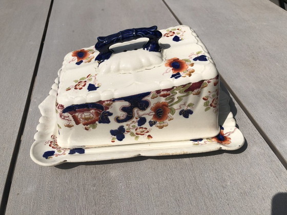 Image 1 of Antique English Large Cheese Keeper or Butter Dish.