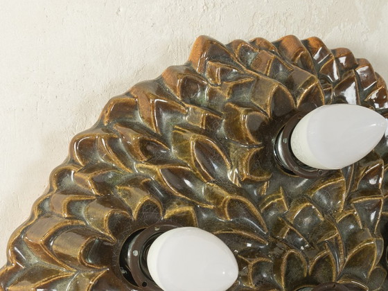 Lampada da parete in ceramica degli anni '70 con decorazioni floreali. – Applique (photo 7 of 7)