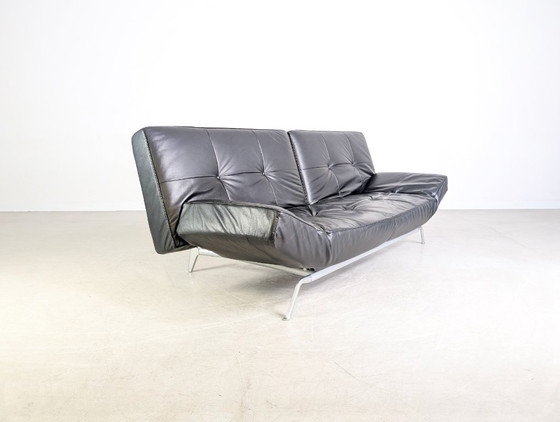 Image 1 of Sofá Smala de Ligne Roset original, de piel negra, diseño francés.