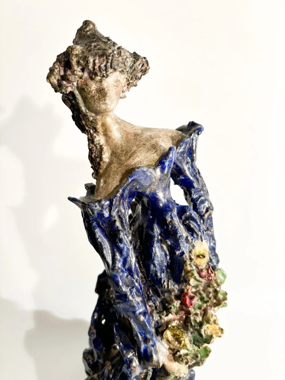 1930s French-Inspired Glazed Terracotta Lady Sculpture (photo 14 of 14)