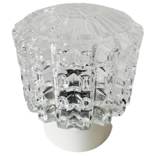 Lampada da soffitto vintage di metà secolo, lampada da soffitto in vetro trasparente, anni '50