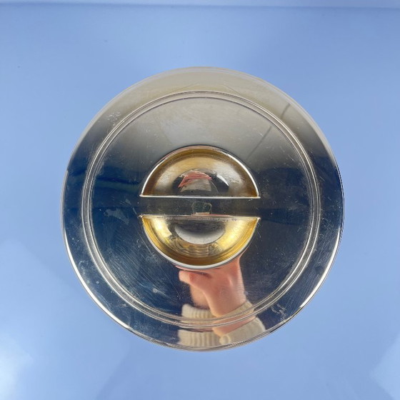 Image 1 of Seau à glaçons vintage en plastique effet loupe – couvercle doré, 1970