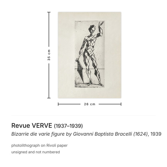 Revue VERVE Lithografie Bizarrie Die Varie Figuur door Giovanni Baptista Bracelli ( – Litho's & Zeefdrukken (photo 3 of 5)