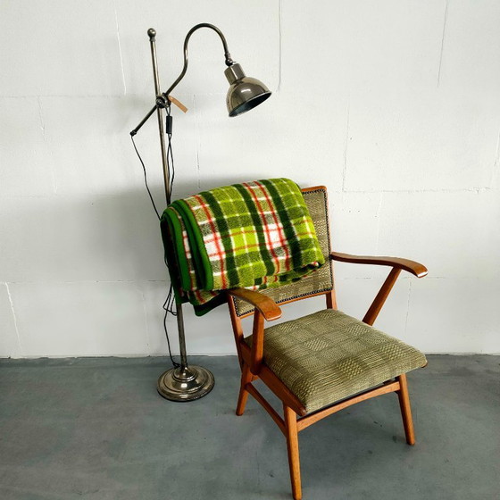 Image 1 of Grande coperta/plaid vintage Didas anni '60/'70 in Dralon (a quadri/righe verdi/rosse/bianche)
