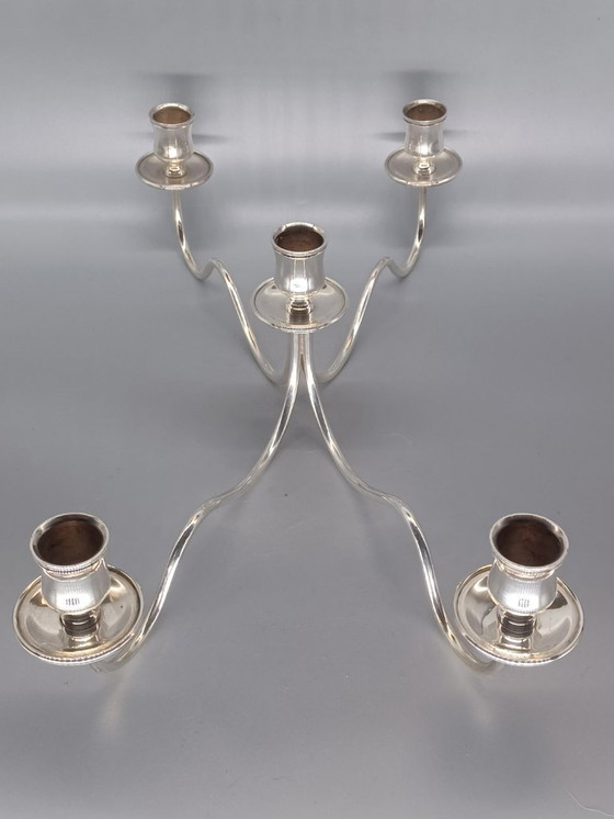 Image 1 of Candelabro a cinque bracci in metallo argentato, punzonato