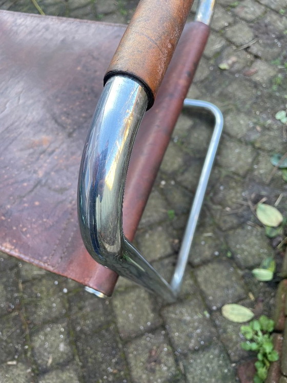 Image 1 of 2 sedie tubolari in pelle marrone - vintage e di design - da restaurare