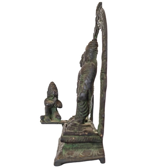 Bronze indien antique - Retable Ram Darbar (Rama, Sita, Lakshmana, Hanuman) – Sculptures (photo 7 of 9)