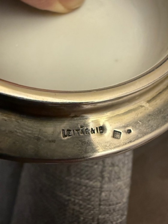 Image 1 of Mosterdpot Sterling Zilver .916 Leitão & Irmão (Koninklijke Juwelier) & China Porselein