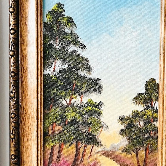 Image 1 of Set of vintage forest oil paintings trees landscape