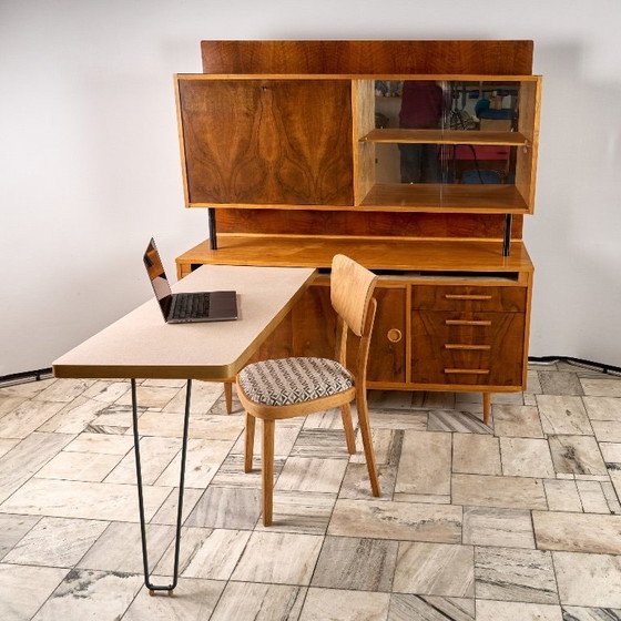 Image 1 of Crédence vintage avec table coulissante, années 1960, Tchécoslovaquie