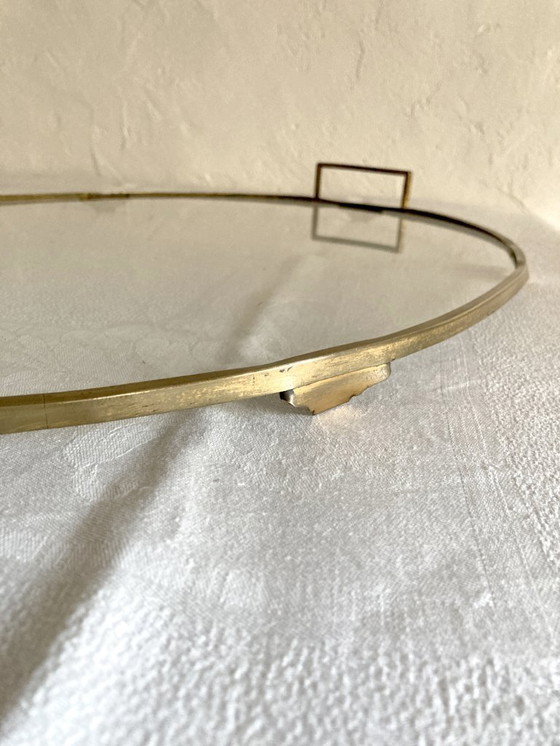 Image 1 of Oval glass and brass serving tray, late 19th - early 20th century
