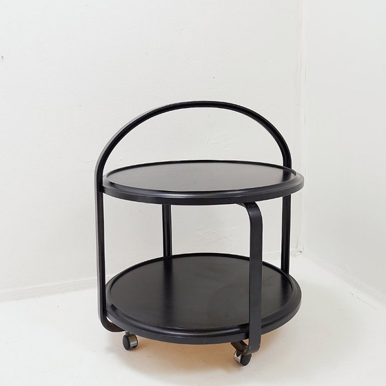 Image 1 of Chariot à boissons en bois de style milieu du XXe siècle avec une finition ébonisée 