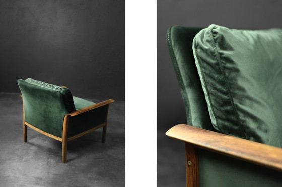 Image 1 of Canapé et Chaise Vintage en Palissandre et Velours Vert Bouteille par Knut Sæter pour Vatne Møbler, Norvège, 1960s, Set de 2