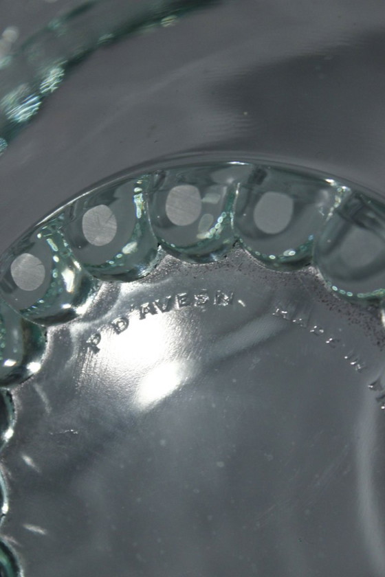 Image 1 of Coupe à fruits ou saladier cristal rebord perlé Pierre d'Avesn France 1940s