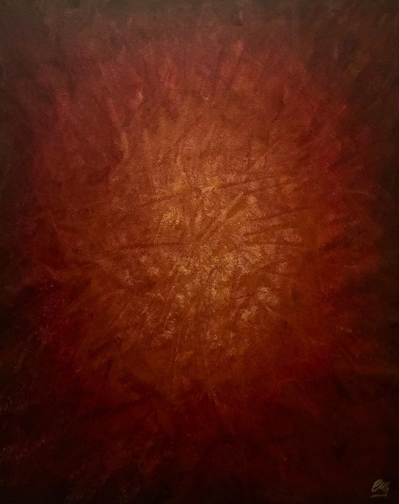 Gran pintura original abstracta roja y dorada – Walter Geraci, Pinturas y dibujos, Lienzo (photo 12 of 13)
