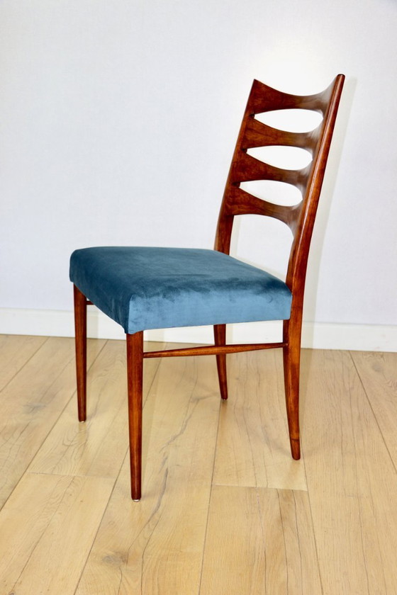 Image 1 of Danish vintage chairs blue turquoise vintage - set of 4 - great set