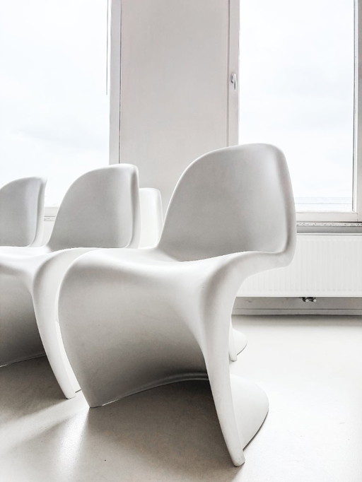 Set van 5 originele Vitra Panton Chairs – mat wit