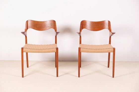 Image 1 of 2x Niels O. Møller Modelo 55 en teca, años 50 Dinamarca