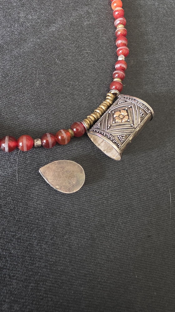 Traditional ethnic carnelian/silver necklace, Decoration, Stone, Gold (photo 4 of 5)