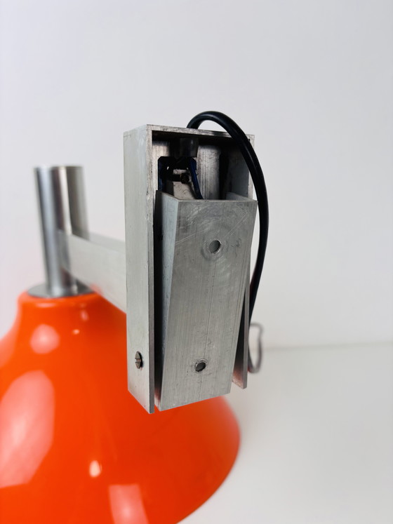 Image 1 of Art Deco vintage wall lamp with orange shade, designer lamp 1970