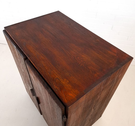 Vintage brutalist sideboard rough dark brown wood (photo 3 of 13)