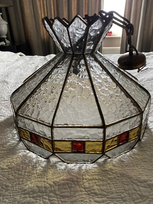 Grote zware Italiaanse Poliarte glazen plafondlamp 1960 brutalist