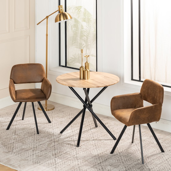 Image 1 of 2x Urban Meuble Vintage Drehstühle Für Esszimmer In Braunem Wildleder California KD Suede Brown Swivel