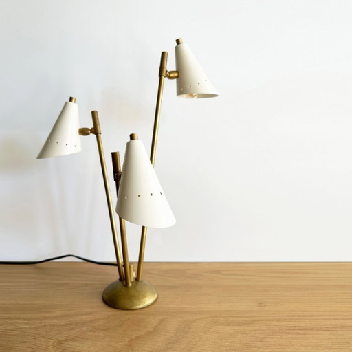 Page 1 of 14 Italian three-headed brass lamp, 1950s design