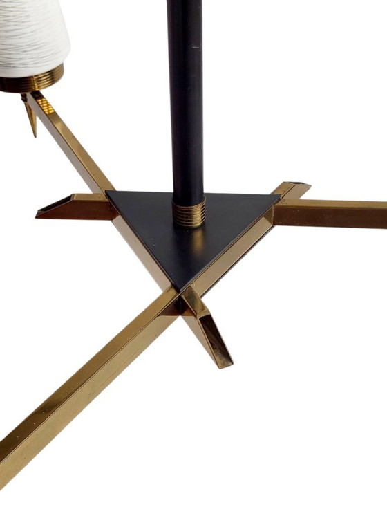 Image 1 of Lampadario in ottone e vetro 1960