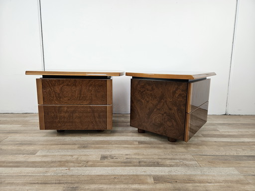 Walnut bedside tables in the 'Afra and Tobia Scarpa' Artona style