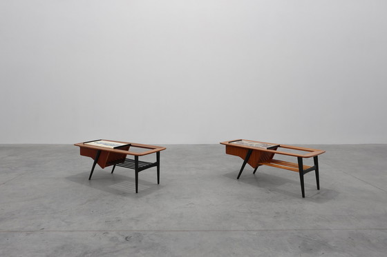 Image 1 of 2 Tavolini modello 210, legno di teak e ceramica, di Alfred Hendrickx, Belform