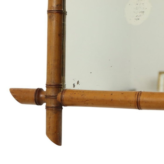 Image 1 of Franse Houten Spiegel Faux Bamboe Chinoiserie 57x47cm