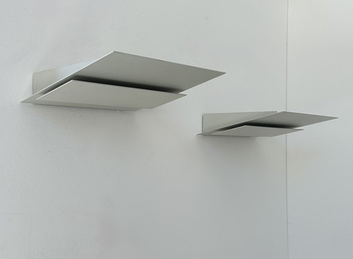 Paar wandlampen, gegoten aluminium, Frankrijk 1970