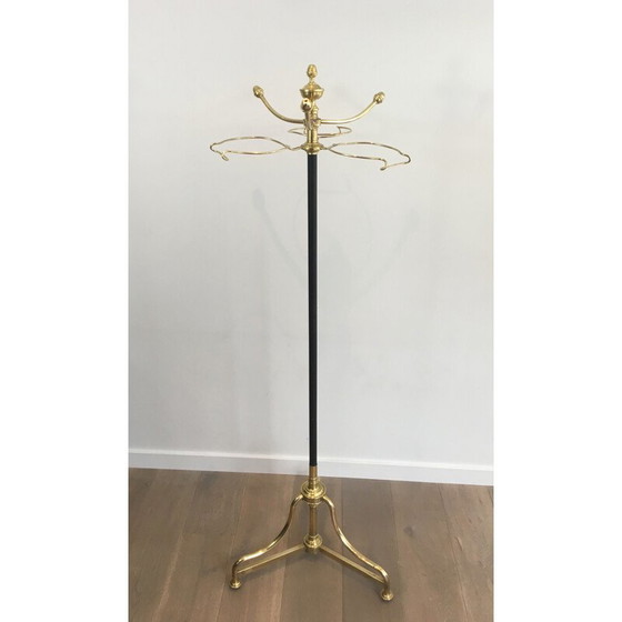 Image 1 of Vintage brass and black lacquered metal coat and hat rack, 1900