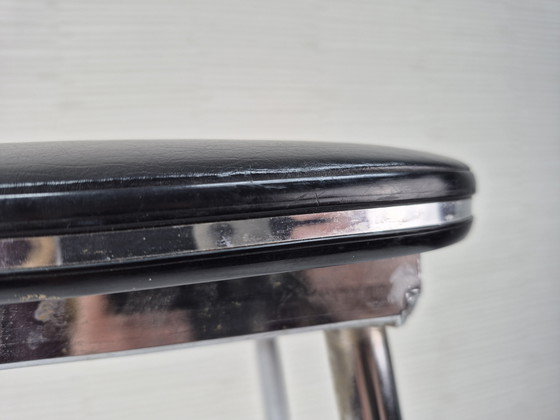 Image 1 of Tabouret Brabantia vintage. Tabouret carré chromé et noir.