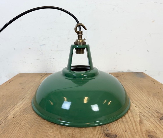 Image 1 of Industrial Green Enamel Factory Pendant Lamp, 1960s