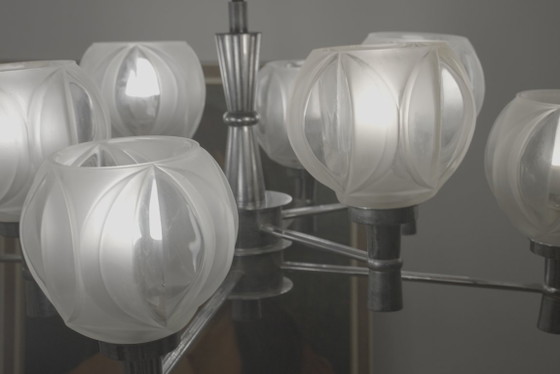 Sputnik Chandelier 8 Light Mid Century Chrome Faceted Glass Globes Ceiling Lamp Space Age Atomic – Metal (photo 44 of 52)