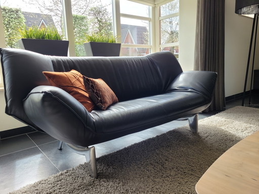 Leolux Tango 2-Seater Sofa Black Leather – 2 zitsbanken