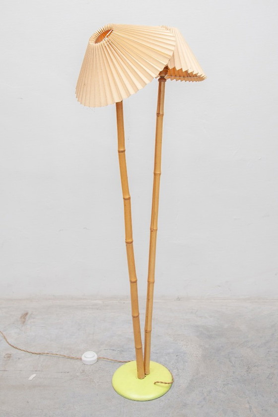 Image 1 of Lampadaire en bambou français des années 1950