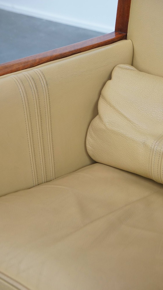 Image 1 of Art Deco Schuitema Design Sessel in gelbem Leder mit hoher Rückenlehne aus der Serie Decoforma