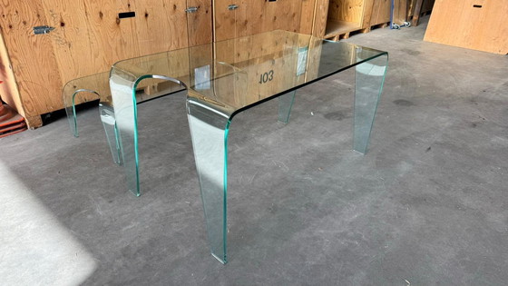 Image 1 of Très bel ensemble table de salle à manger vintage design italien avec table basse