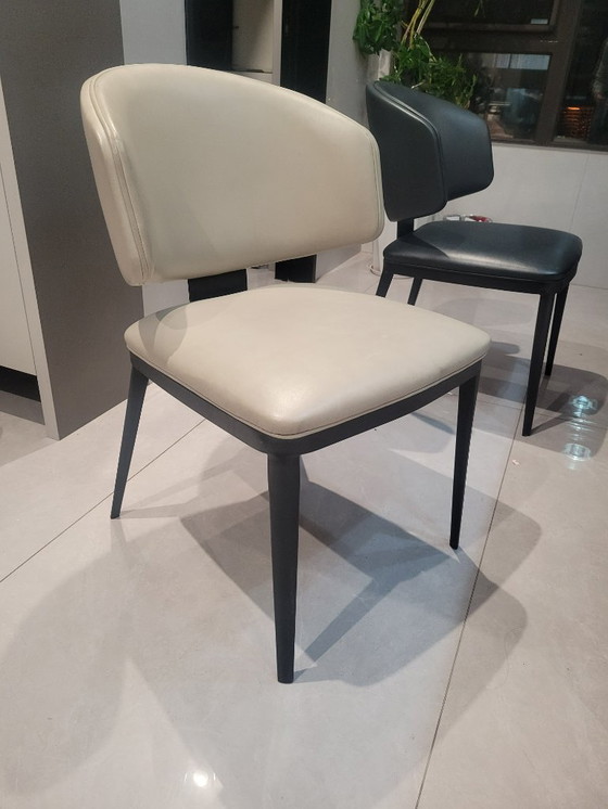 Image 1 of  Modern Upholstered Dining Chair with Metal Legs (Cream)