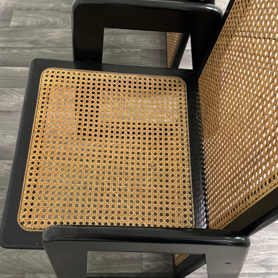 Image 1 of Coppia Di Sedie Design Schienale Alto Legno Laccato Paglia Di Vienna Anni '70